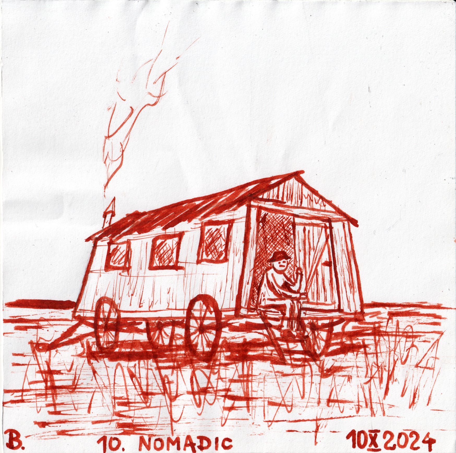 Inktober 2024 day 10: NOMADIC