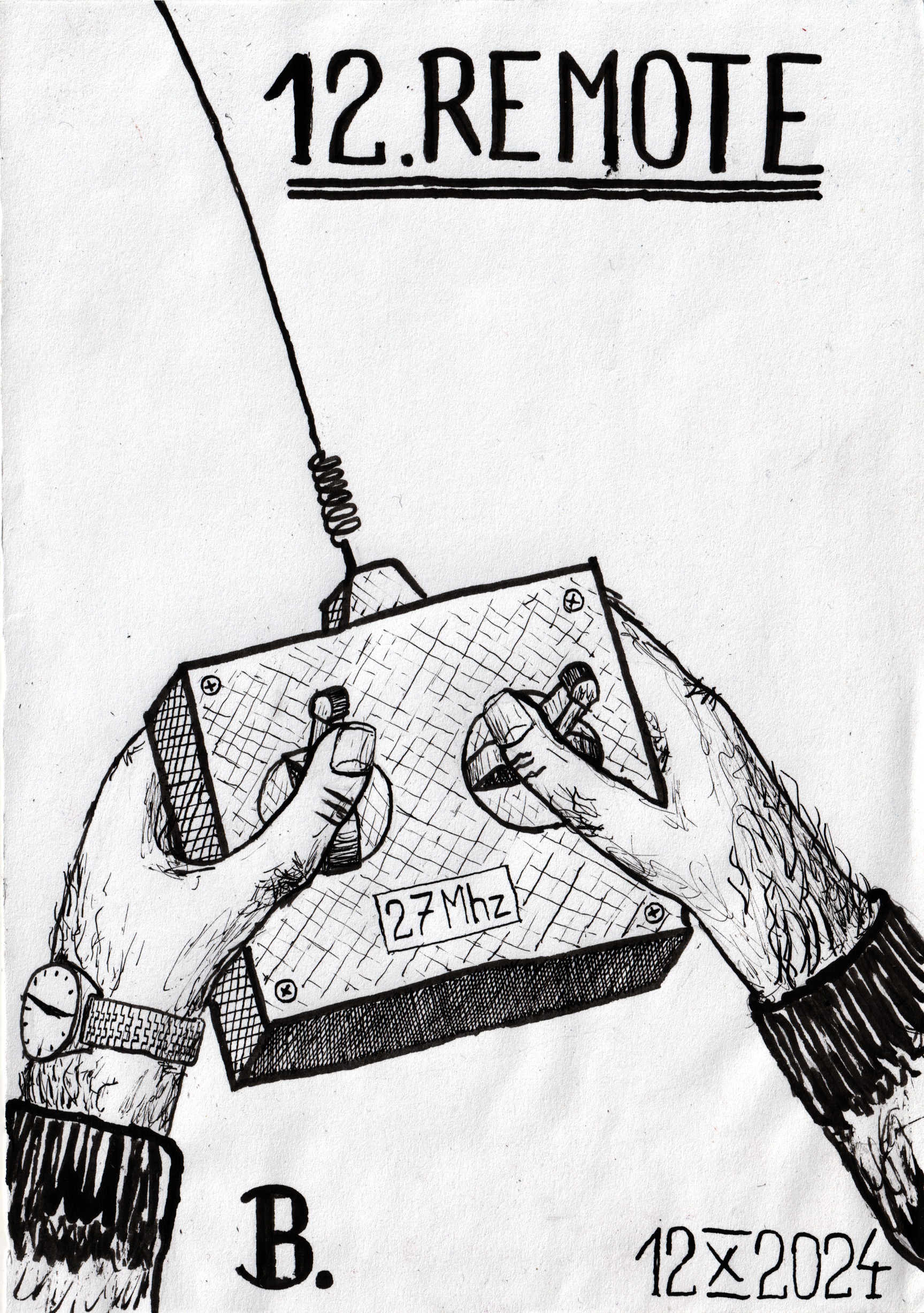 Inktober 2024 day 12: REMOTE